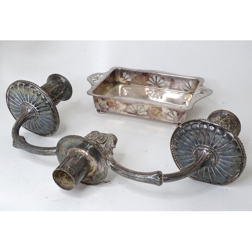 962 - Assorted silver plated items together with a Japanese cigarette box with scene to top depicting moun... 