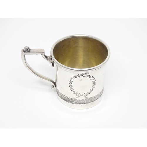 940 - A silver plate christening mug by James Dixon & Sons, Sheffield. Approx. 2 1/2