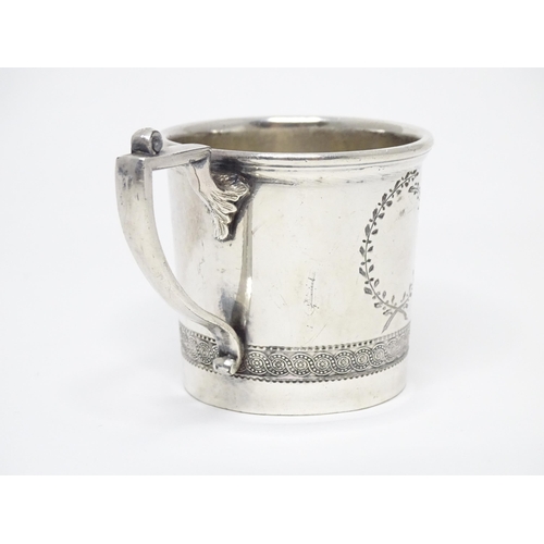 940 - A silver plate christening mug by James Dixon & Sons, Sheffield. Approx. 2 1/2