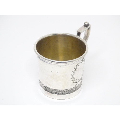 940 - A silver plate christening mug by James Dixon & Sons, Sheffield. Approx. 2 1/2