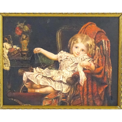 1836 - After Sophie Gengembre Anderson (1823-1903), 20th century, Oil on board, The Lace Handkerchief, A po... 