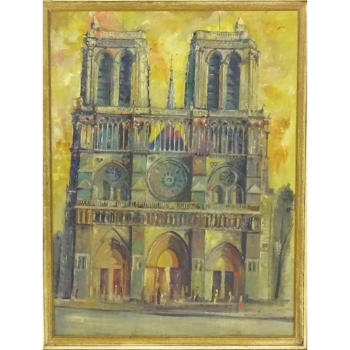 1839 - 20th century, Oil on canvas, The west facade of Notre Dame cathedral, Paris. Approx. 30 1/2