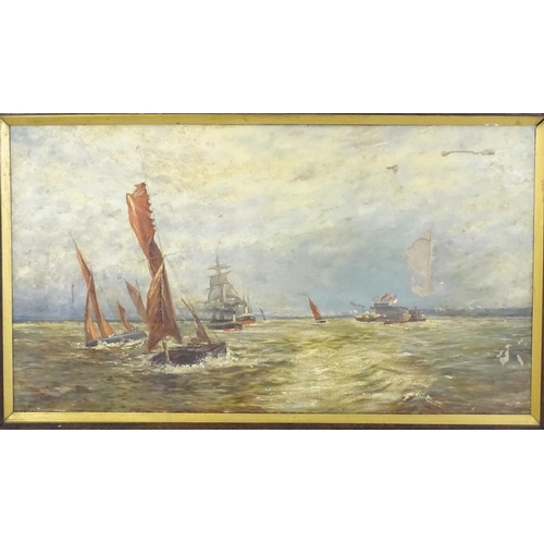 1843 - After Harold Lionel Wyllie (1880-1973), Oil on canvas, Commerce and Sea Power, A seascape with boats... 