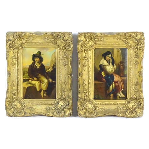 1854 - Late 19th / early 20th century, Italian School, Oil on board, A pair of portraits, one depicting a T... 