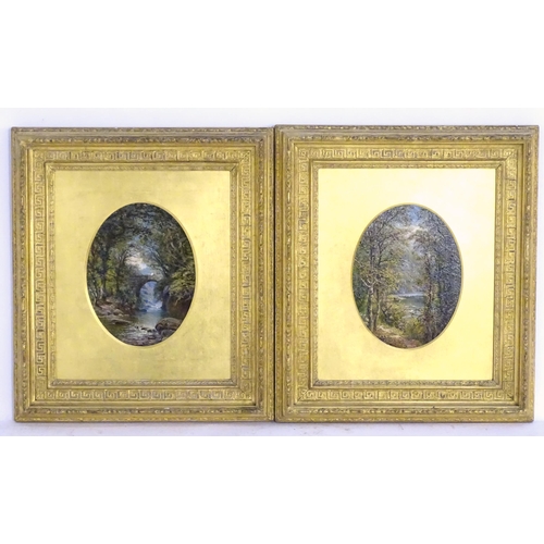 1855 - Alfred Augustus I Glendening (c.1840-c.1910), Oil on board, A pair of oval landscapes, Scene in Whar... 