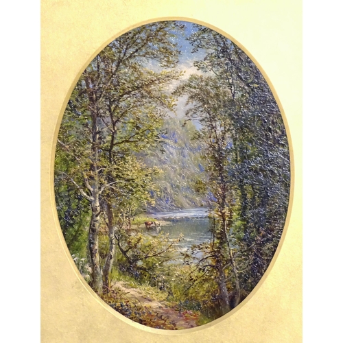 1855 - Alfred Augustus I Glendening (c.1840-c.1910), Oil on board, A pair of oval landscapes, Scene in Whar... 