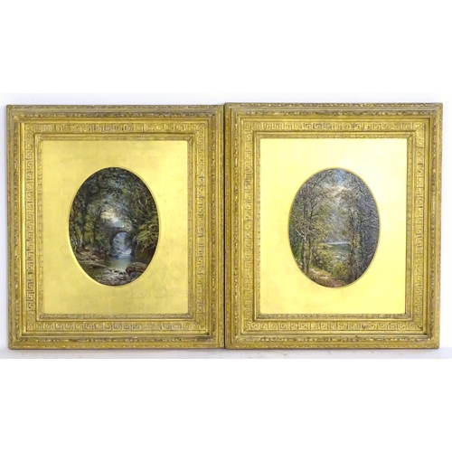 1855 - Alfred Augustus I Glendening (c.1840-c.1910), Oil on board, A pair of oval landscapes, Scene in Whar... 