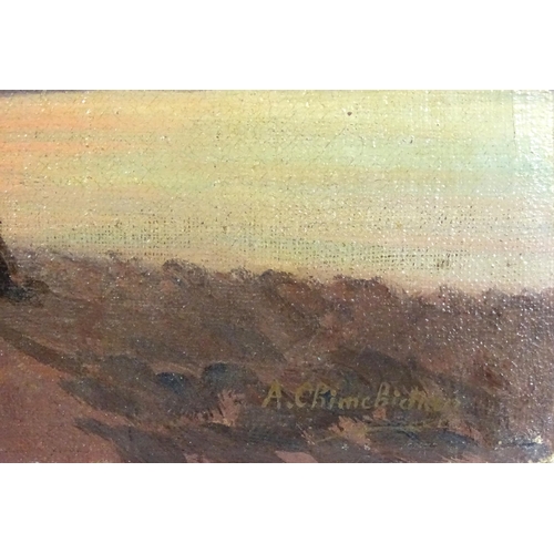 1861 - Manner of Oskan Chimchidian, Early 20th century, Oil on canvas, An Egyptian sunset scene with an ave... 