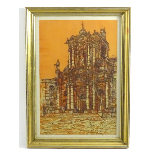 1992 - Richard Beer (1928-2017), Limited edition lithograph, Siracuse, Cathedral in the Piazza Del Duomo, S... 