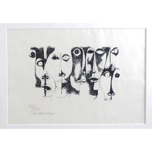 1994 - Oswaldo Guayasamin (1919-1999), Limited edition lithograph, Abstract faces / masks. Signed and numbe... 