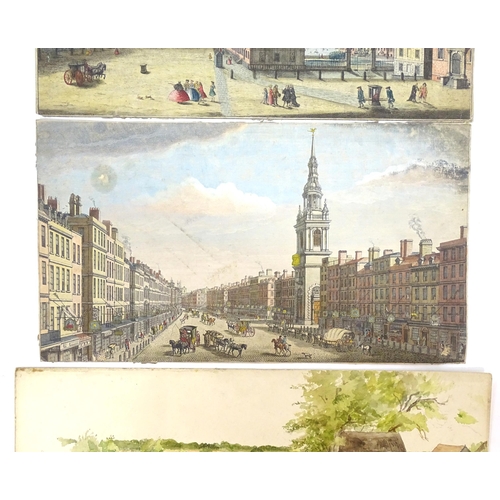 2002 - 18th century, Three engravings with later hand colouring, comprising two London street scenes, Persp... 