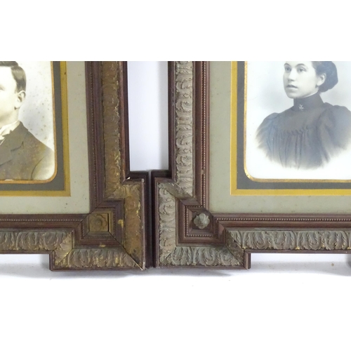 2010 - A pair of late 19thC / early 20thC kitkat style frames with moulded and beaded detail. Approx. 17