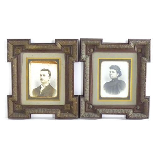 2010 - A pair of late 19thC / early 20thC kitkat style frames with moulded and beaded detail. Approx. 17