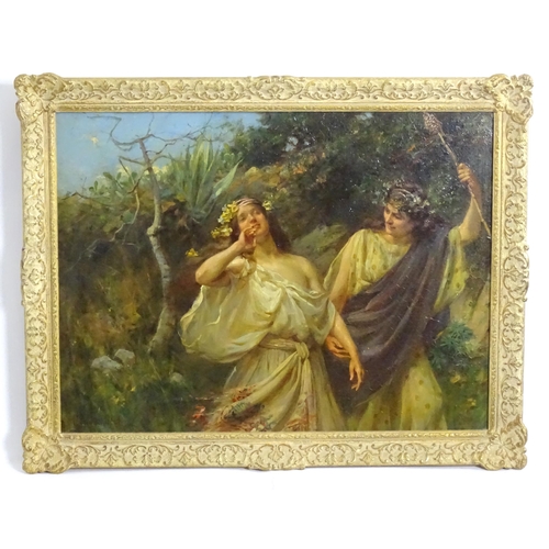 1799 - Robert Payton Reid (1859-1945), Oil on canvas, Young Bacchanalian lovers in a woodland scene. Signed... 