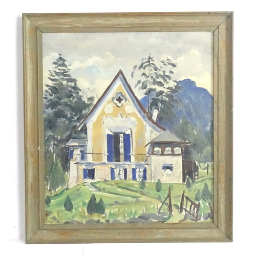 1805 - 20th century, Oil on canvas, An Alpine chapel with quatrefoil window. Stamped verso Newman Soho Squa... 