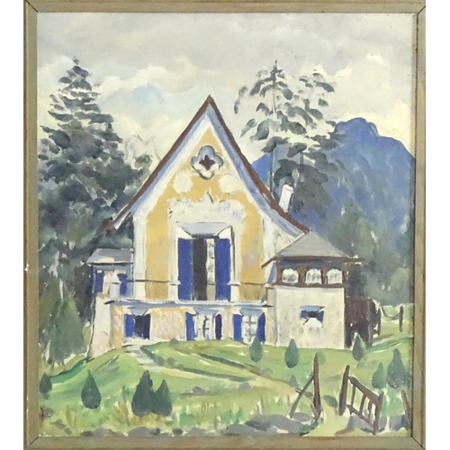 1805 - 20th century, Oil on canvas, An Alpine chapel with quatrefoil window. Stamped verso Newman Soho Squa... 