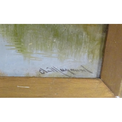 1806 - A. Maynard, 20th century, Oil on card, A pair of wooded river scenes with swans. Signed lower. Appro... 