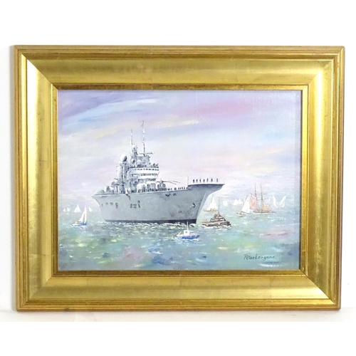 1816 - Peter Longman, 20th century, Acrylic on 
The End, Final Journey - Ark Royal, Ships and boats at sea.... 