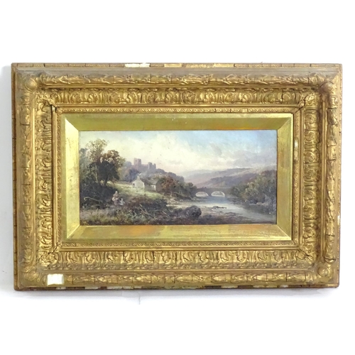 1818 - Manner of Charles Leslie, 19th century, Oil on canvas, A river landscape with figures on a path, wit... 