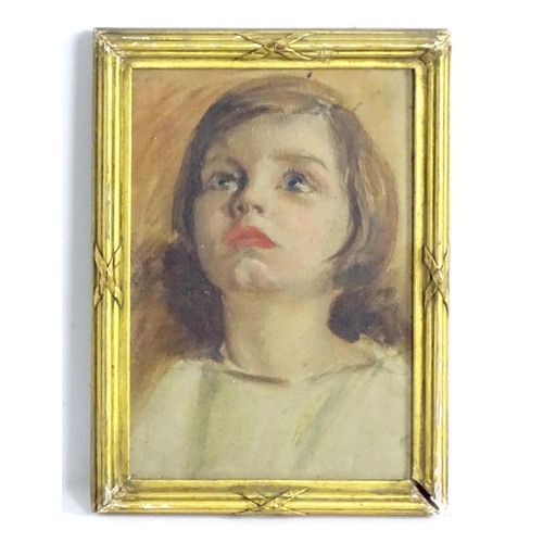 1822 - Early 20th century, Oil on canvas, A portrait of a young girl. Approx. 9 1/2