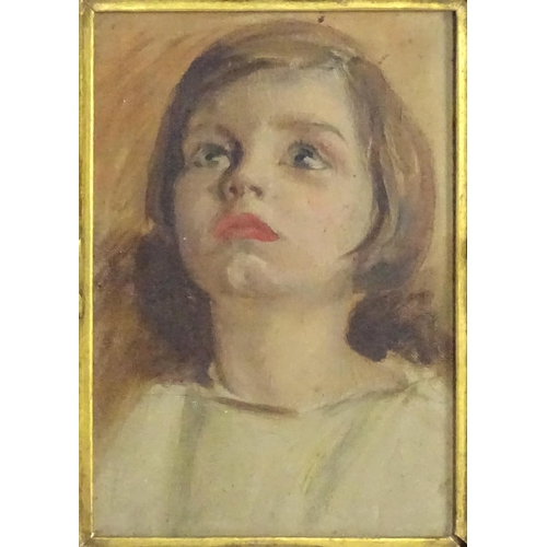 1822 - Early 20th century, Oil on canvas, A portrait of a young girl. Approx. 9 1/2