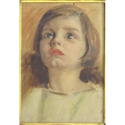 1822 - Early 20th century, Oil on canvas, A portrait of a young girl. Approx. 9 1/2