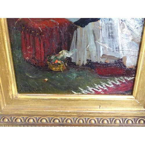 1832 - John Robertson Reid (1851-1926), Oil on board, A interior scene with a study of a woman sewing. Sign... 