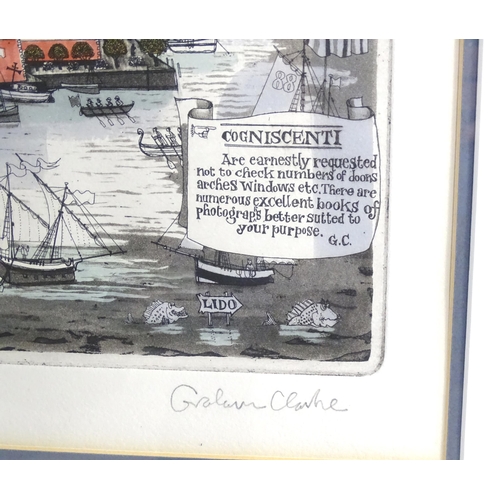 1981 - Graham Clarke (b. 1941), Limited edition print, Venice, It's a Doge's Life on the Grand Canal. Signe... 