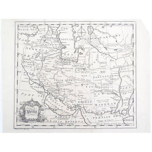 2025 - Maps: Two 18thC copper engraved maps of Persia comprising one after J. Gibson, dated 1752 verso, the... 