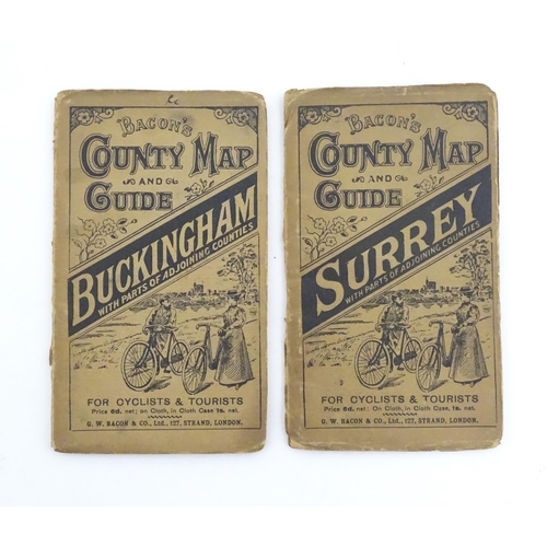 2036 - Two early 20thC Bacon's County Map and Guide for Cyclists and Tourists, one for Buckingham, the othe... 