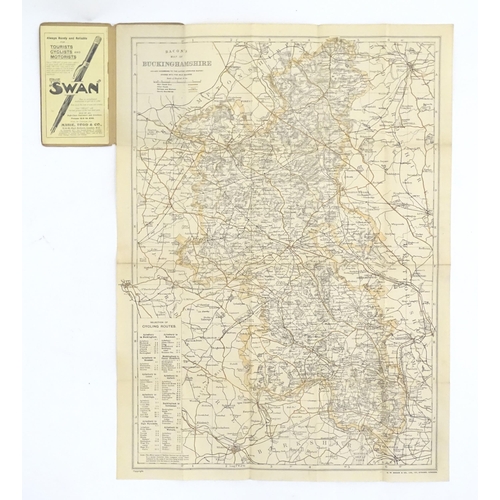 2036 - Two early 20thC Bacon's County Map and Guide for Cyclists and Tourists, one for Buckingham, the othe... 