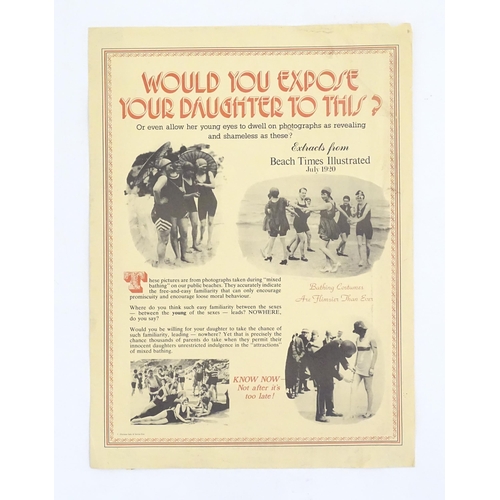 2043 - A 20thC poster titled 'Would You Expose Your Daughter to This?' with 1920s photographs of young adul... 