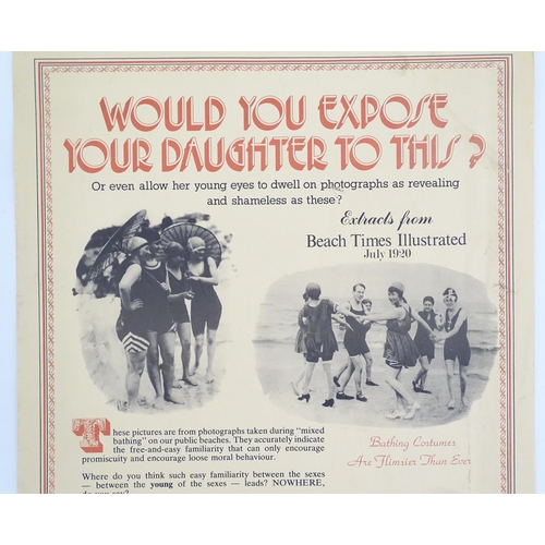 2043 - A 20thC poster titled 'Would You Expose Your Daughter to This?' with 1920s photographs of young adul... 