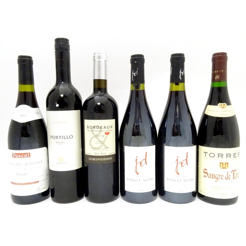 1039 - Red Wine : Six 750ml bottles of red wine comprising two bottles of Jean Didier Pinot Noir 2005, a bo... 