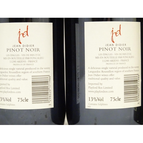 1039 - Red Wine : Six 750ml bottles of red wine comprising two bottles of Jean Didier Pinot Noir 2005, a bo... 