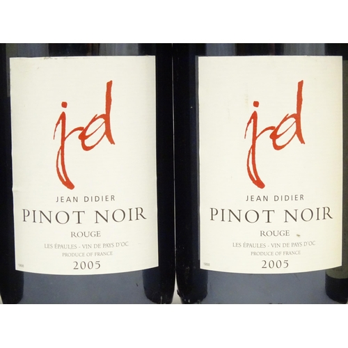 1039 - Red Wine : Six 750ml bottles of red wine comprising two bottles of Jean Didier Pinot Noir 2005, a bo... 