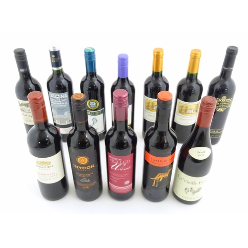 1040 - Red Wine : Twelve assorted 750ml bottles of red wine to include Chateau des Antonins Bordeaux, Inyco... 