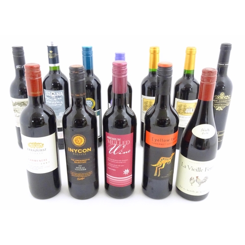 1040 - Red Wine : Twelve assorted 750ml bottles of red wine to include Chateau des Antonins Bordeaux, Inyco... 