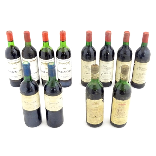 1047 - Red Wine : Twelve assorted 750ml bottles of  red wine to include 4 bottles of Mouton-Cadet Bordeaux,... 