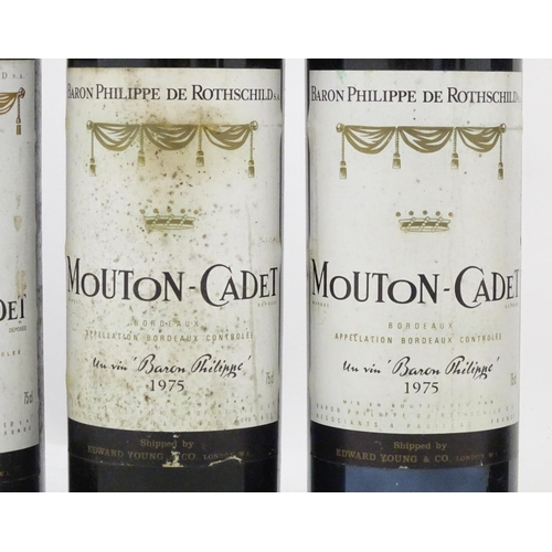 1047 - Red Wine : Twelve assorted 750ml bottles of  red wine to include 4 bottles of Mouton-Cadet Bordeaux,... 