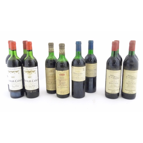 1047 - Red Wine : Twelve assorted 750ml bottles of  red wine to include 4 bottles of Mouton-Cadet Bordeaux,... 