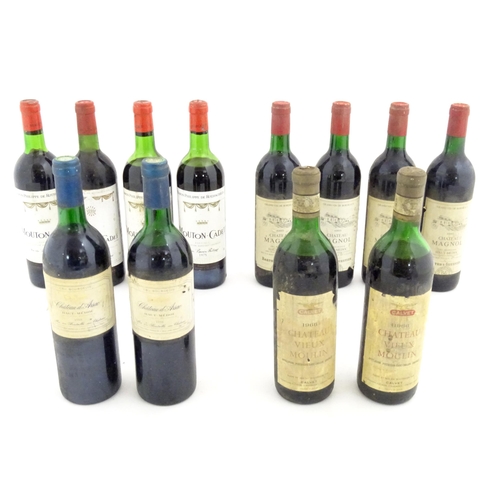 1047 - Red Wine : Twelve assorted 750ml bottles of  red wine to include 4 bottles of Mouton-Cadet Bordeaux,... 