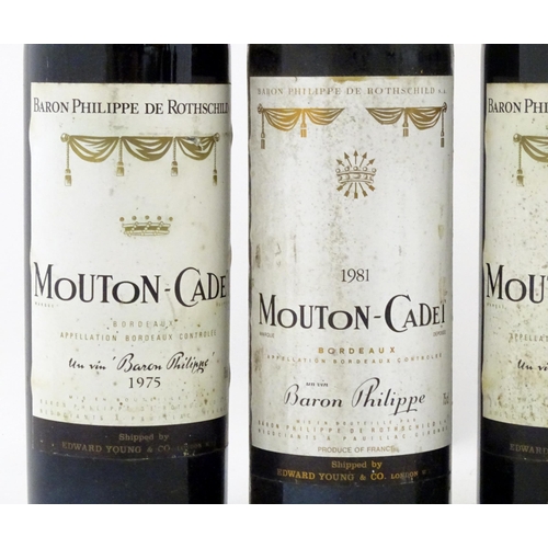 1047 - Red Wine : Twelve assorted 750ml bottles of  red wine to include 4 bottles of Mouton-Cadet Bordeaux,... 