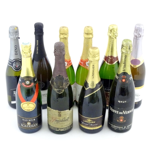 1054 - Sparkling Wine : Ten assorted bottles of sparkling wine / cava to include Pol Remy Demi-Sec, Oyster ... 