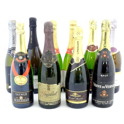 1054 - Sparkling Wine : Ten assorted bottles of sparkling wine / cava to include Pol Remy Demi-Sec, Oyster ... 