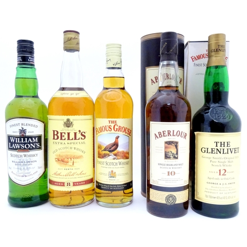 1055 - Whisky : Five bottles of assorted Whisky to include William Lawson's, Bell's, Famous Grouse (boxed),... 