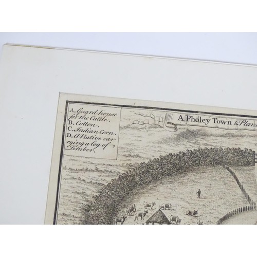 2005 - After Isaac Basire (1704-1768), 18th century, Engraving, A Pholey Town & Plantations about it, from ... 