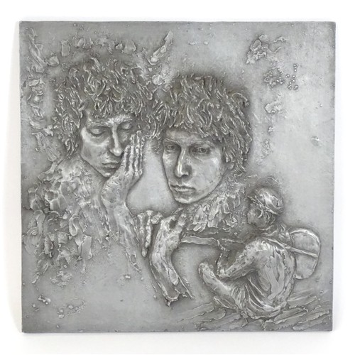 2009 - A 21st century Bob Dylan sculptural relief panel by Peter Ryder, titled Dylan, Dylan & Dylan. Approx... 