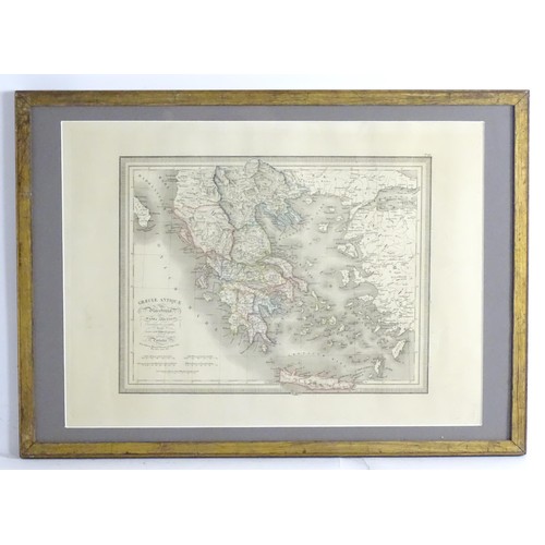 2013 - Map: An 19thC engraved map titled Graeciae Antiquae et Macedoniae (Greece and Macedonia). Published ... 