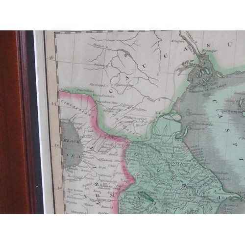 2014 - Map: A 19thC engraved and hand coloured map of Persia showing the different regions, to include mode... 